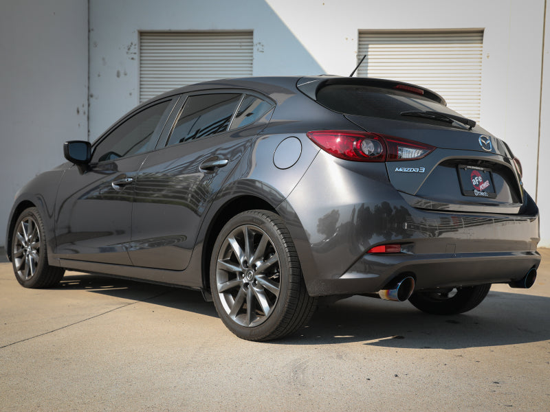 aFe Takeda 2-1/2in 304 SS Cat-Back Exhaust w/ Blue Flame Tips 14-18 Mazda 3 L4 2.0L/2.5L aFe