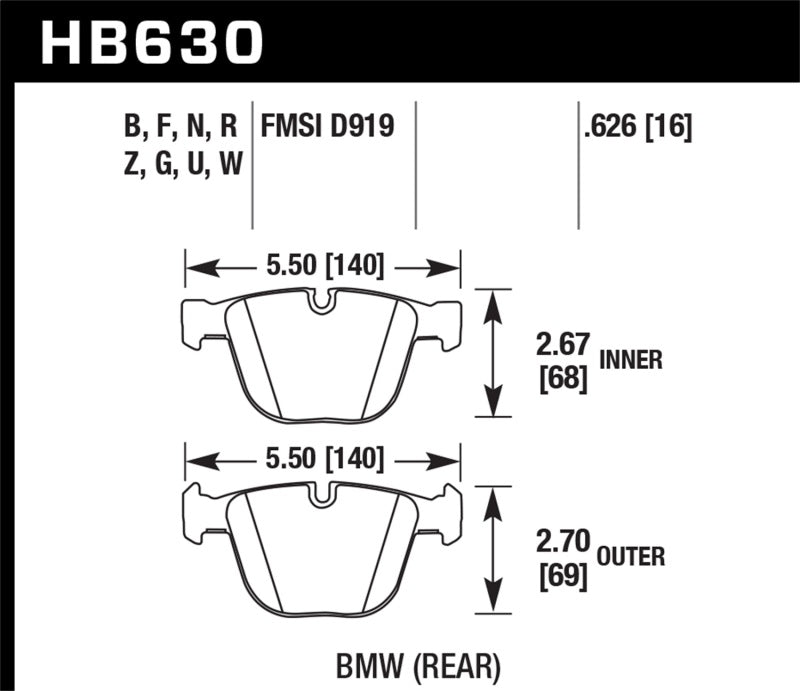 Hawk 04-10 BMW 535i/545i/550i / 04-10 645Ci/650i /02-09 745i/745Li/750 DTC-70 Race Rear Brake Pads - eliteracefab.com