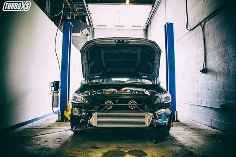 TURBOXS FRONT MOUNT INTERCOOLER KIT; WRINKLE BLACK POWDER COATED PIPES SUBARU STI; 2015-2019 - eliteracefab.com