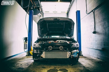 TURBOXS FRONT MOUNT INTERCOOLER KIT; WRINKLE BLACK POWDER COATED PIPES SUBARU STI; 2015-2019 - eliteracefab.com