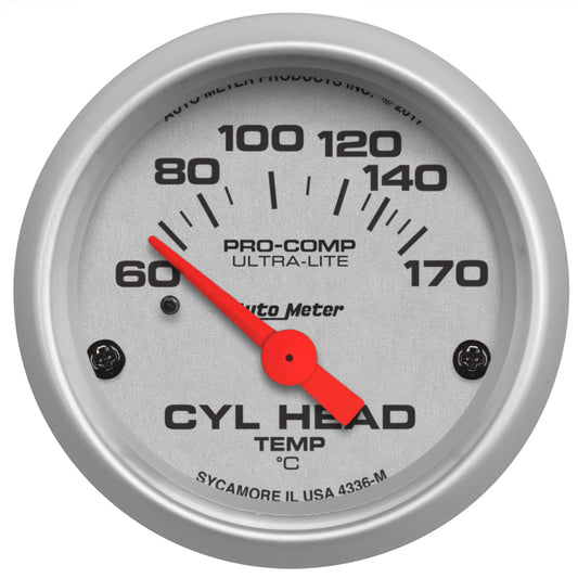 Autometer Ultra-Lite 2-1/16in 60-170 Deg F Electric Cylinder Head Temp Gauge 4336-M