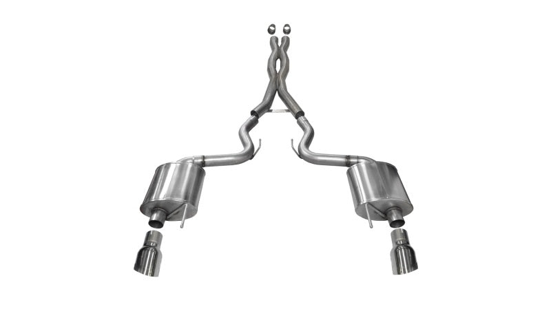 Corsa 2015 Ford Mustang GT 5.0 3in Cat Back Exhaust Polish Dual Tips (Sport) - eliteracefab.com