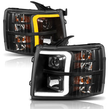 Load image into Gallery viewer, Anzo 07-13 Chevrolet Silverado-1500 Plank Style Projector Headlights Black with Amber - eliteracefab.com