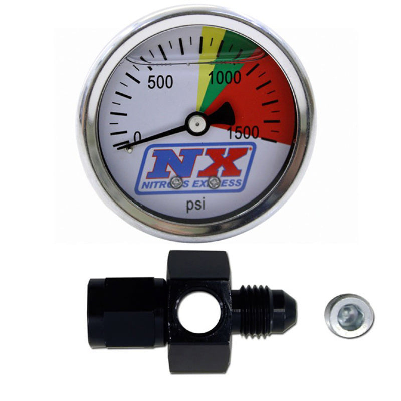 Nitrous Express N2O Flo-Thru Pressure Gauge (0-1500 PSI) 6AN - eliteracefab.com