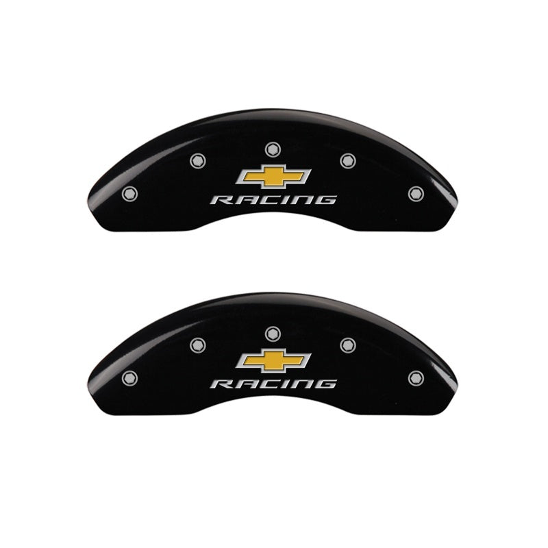 MGP Front set 2 Caliper Covers Engraved Front Chevy racing Black finish silver ch MGP