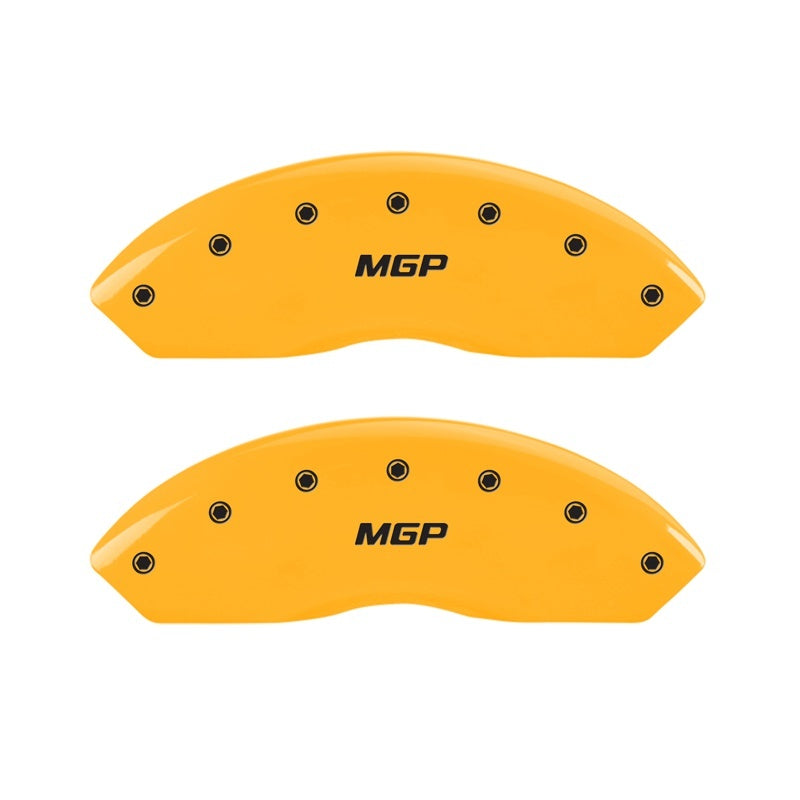 MGP 2 Caliper Covers Engraved Front MGP Yellow Finish Black Characters 1999 Chevrolet Tahoe MGP