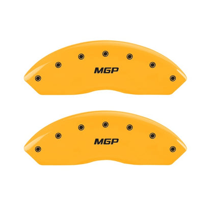 MGP 2 Caliper Covers Engraved Front MGP Yellow Finish Black Characters 2006 Jeep Wrangler MGP