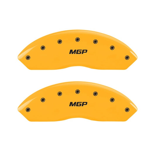 MGP 2 Caliper Covers Engraved Front MGP Yellow Finish Black Characters 2006 Jeep Wrangler MGP