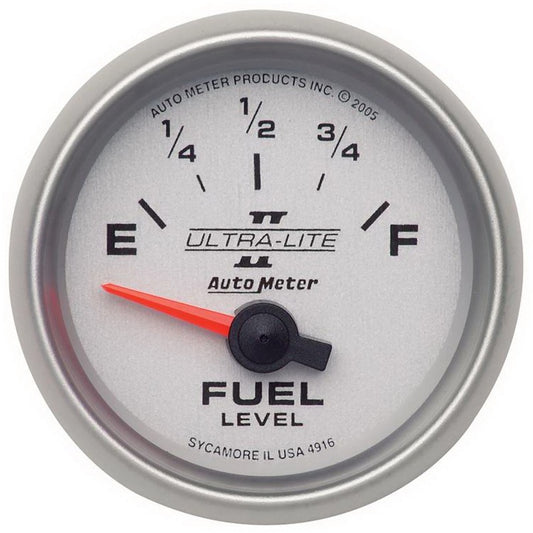 Autometer Ultra-Lite II 52mm 240-33 OHMS Short Sweep Electronic Fuel Level Gauge 4916
