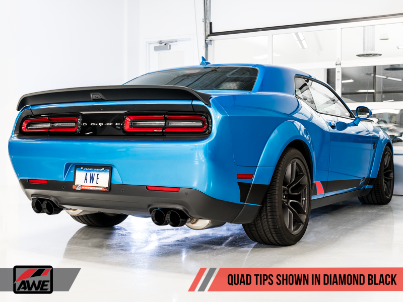 AWE Tuning 2015+ Dodge Challenger 6.4L/6.2L Non-Resonated Touring Edition Exhaust - Quad Black Tips - eliteracefab.com