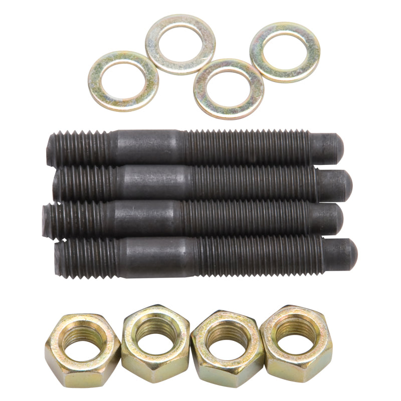 Edelbrock Carburetor Mounting Studs Bullet Nosed Black Oxide Gold Iridite Washers/Nuts Set of 4