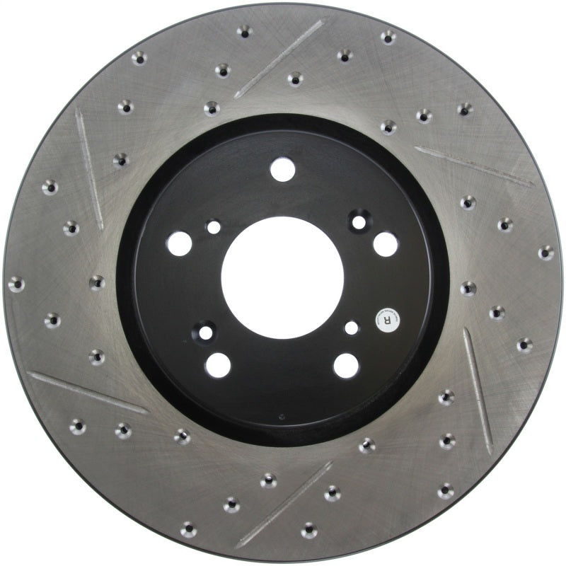 StopTech 04-08 Acura TL (Brembo Caliber) SportStop Slotted &amp; Drilled Right Front Rotor - eliteracefab.com