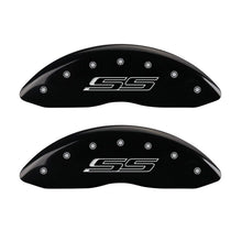 Load image into Gallery viewer, MGP 4 Caliper Covers Engraved Front &amp; Rear Gen 5/SS Black finish silver ch MGP