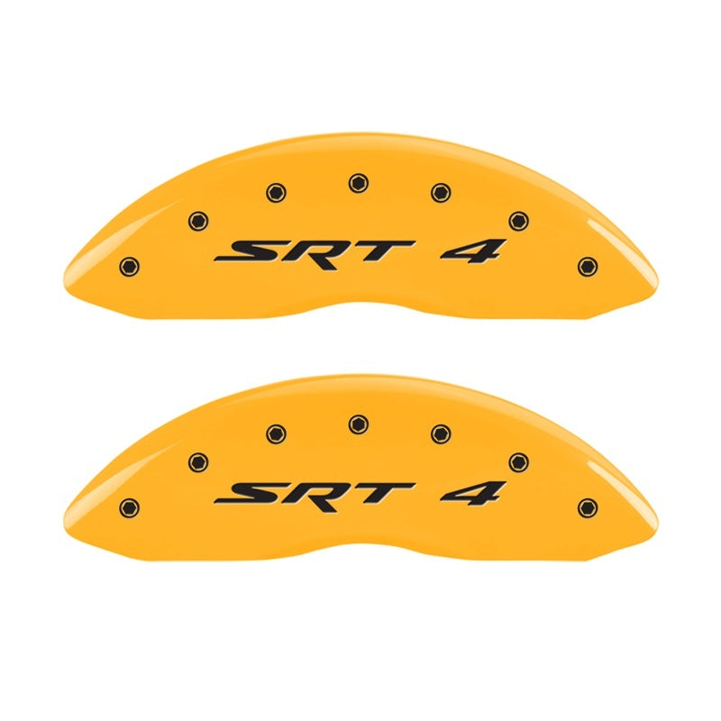 MGP Front set 2 Caliper Covers Engraved Front SRT4 Yellow finish black ch MGP