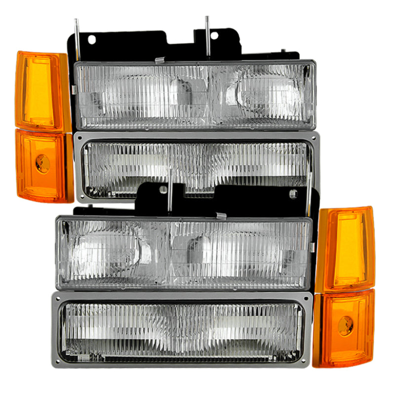 Xtune GMC Yukon 94-99 Headlights w/ Corner & Parking Lights 8pcs Sets - OEM HD-JH-GCK94-OE-C-SET - eliteracefab.com