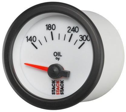 Autometer Stack 52mm 140-300 Deg F 1/8in NPTF Electric Oil Temp Gauge - White ST3260