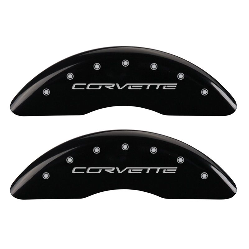 MGP 4 Caliper Covers Engraved Front & Rear C6/Corvette Black finish silver ch MGP