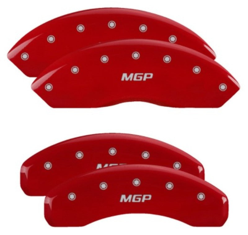 MGP 4 Caliper Covers Engraved Front & Rear MGP Red Finish Silver Characters for 2019 Ford Ranger MGP