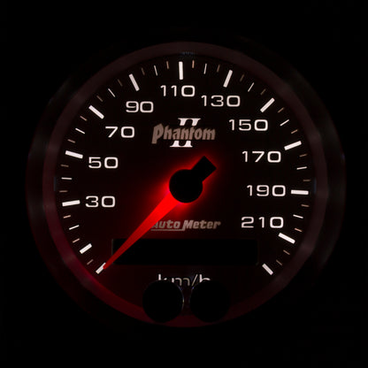 Autometer Phantom II 3-3/8in 0-225KM/H (GPS) Speedometer Gauge 7580-M
