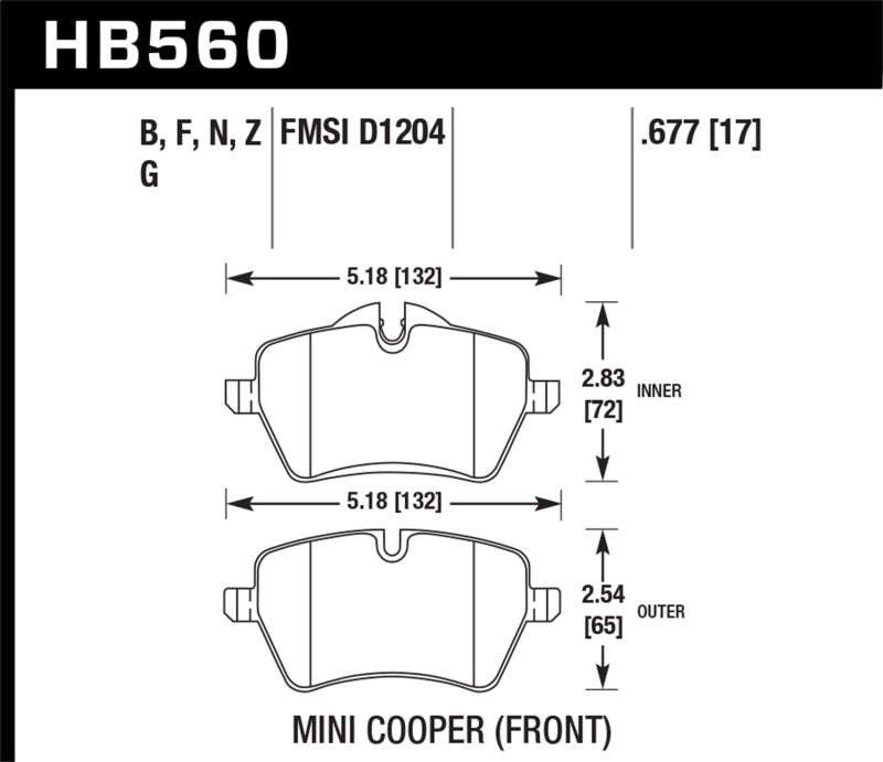 Hawk Performance HPS Street Front Brake Pads | 2006-2016 Mini Cooper - eliteracefab.com