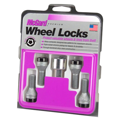 McGard Wheel Lock Bolt Set - 4pk. (Cone Seat) M14X1.25 / 17mm Hex / 27.3mm Shank Length - Black - eliteracefab.com