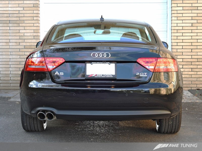 AWE Tuning Audi B8 A5 2.0T Touring Edition Single Outlet Exhaust - Polished Silver Tips - eliteracefab.com