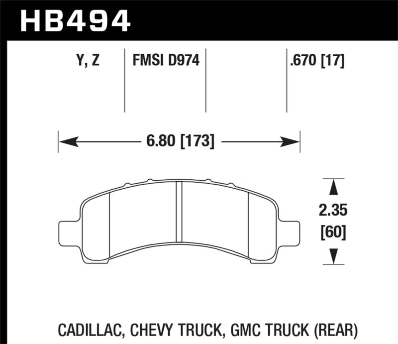 Hawk Performance Ceramic Rear Brake Pads - HB494Z.670 Hawk Performance