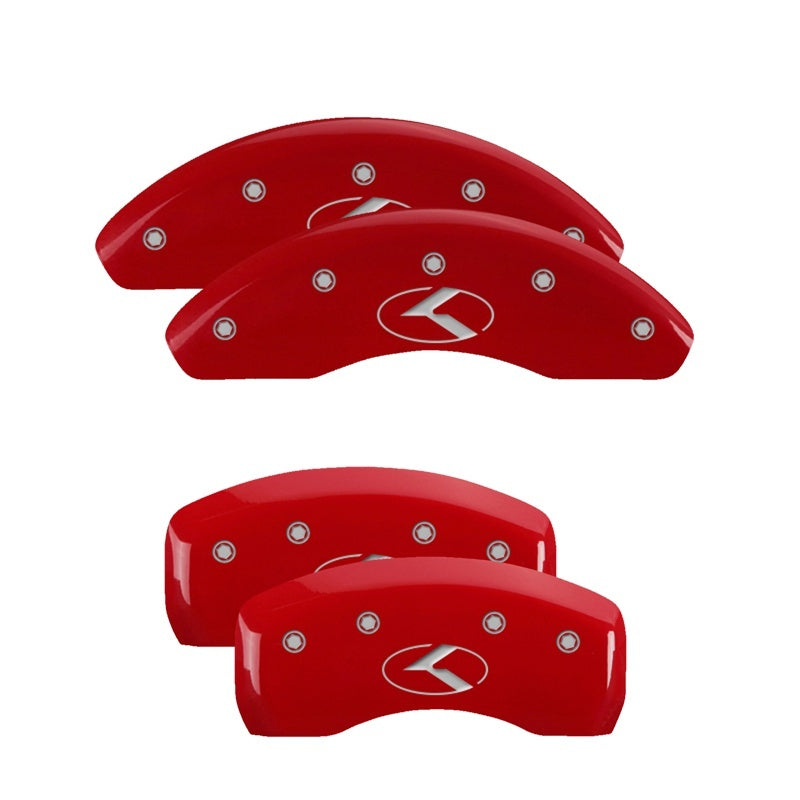 MGP 4 Caliper Covers Engraved Front & Rear Circle K/Kia Red finish silver ch - eliteracefab.com
