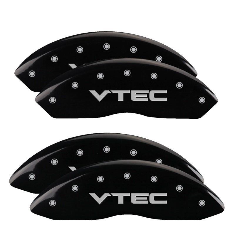 MGP 4 Caliper Covers Engraved Front & Rear Vtech Black finish silver ch MGP