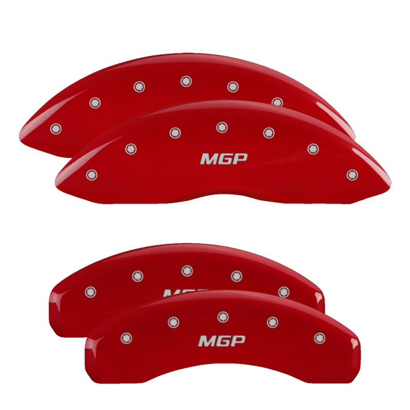 MGP 4 Caliper Covers Engraved F&R MGP Red Finish Silver Characters 11-18 Jeep Grand Cherokee MGP