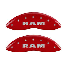 Load image into Gallery viewer, MGP 4 Caliper Covers Engraved Front RAM Engraved Rear RAMHEAD Red finish silver ch MGP