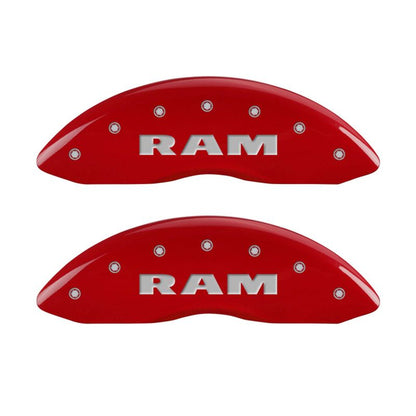 MGP 4 Caliper Covers Engraved Front & Rear RAM Red finish silver ch MGP