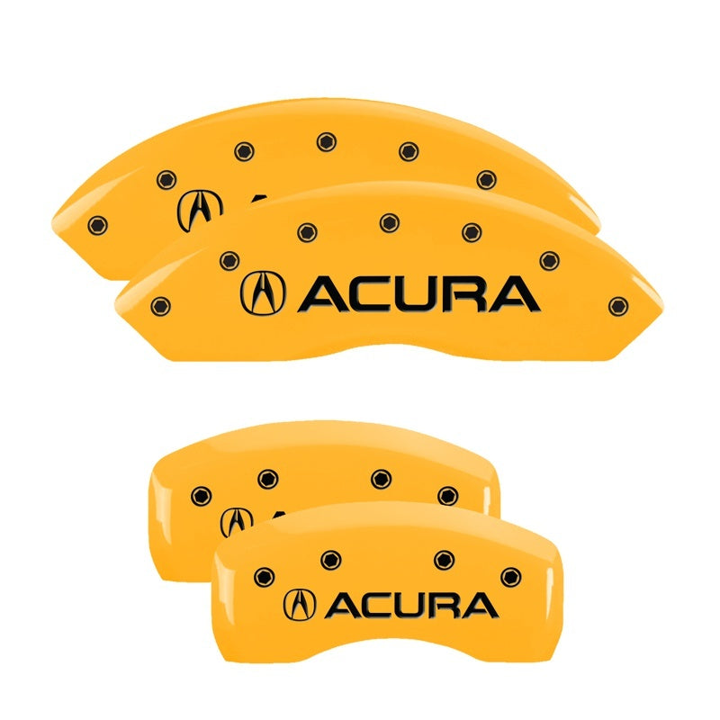 MGP 4 Caliper Covers Engraved Front & Rear Acura Yellow finish black ch MGP