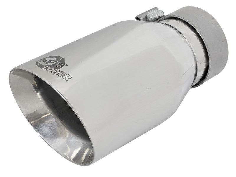 aFe MACH Force-Xp Univ 304 SS Double-Wall Clamp-On Exhaust Tip - Polished - 3in Inlet - 4.5in Outlet aFe