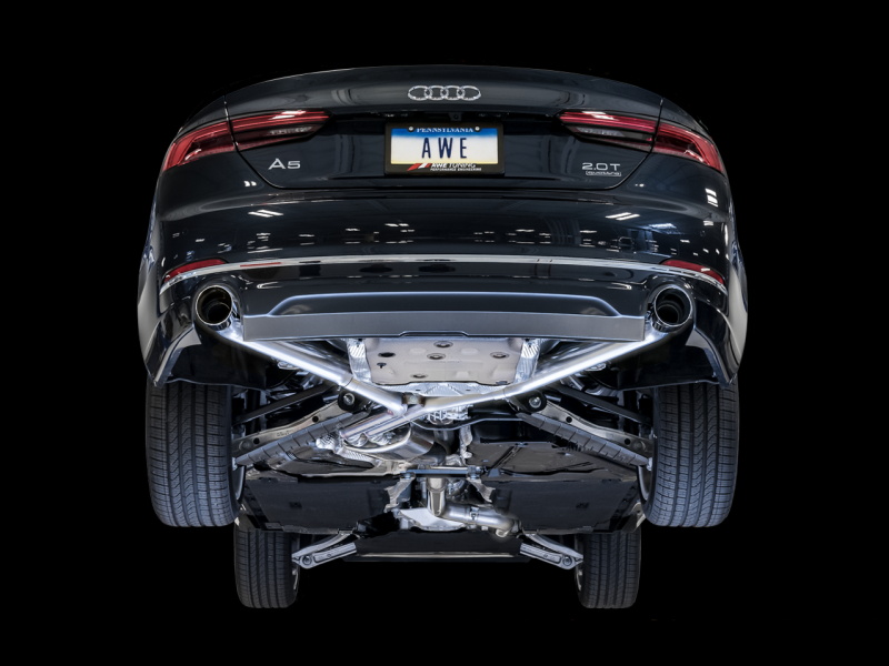 AWE Tuning Audi B9 A5 Track Edition Exhaust Dual Outlet - Diamond Black Tips (Includes DP) - eliteracefab.com