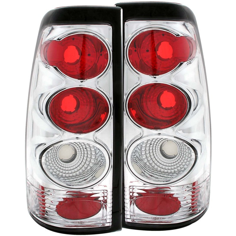 ANZO USA Chevrolet Silverado Taillights Chrome; 1999-2002 - eliteracefab.com