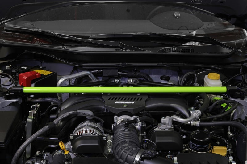 Perrin 2013+ BRZ/FR-S/86/GR86 Strut Brace - Neon Yellow Wrinkle - eliteracefab.com