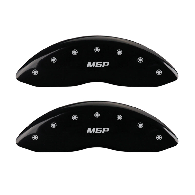 MGP 4 Caliper Covers Engraved Front & Rear MGP Black finish silver ch - eliteracefab.com