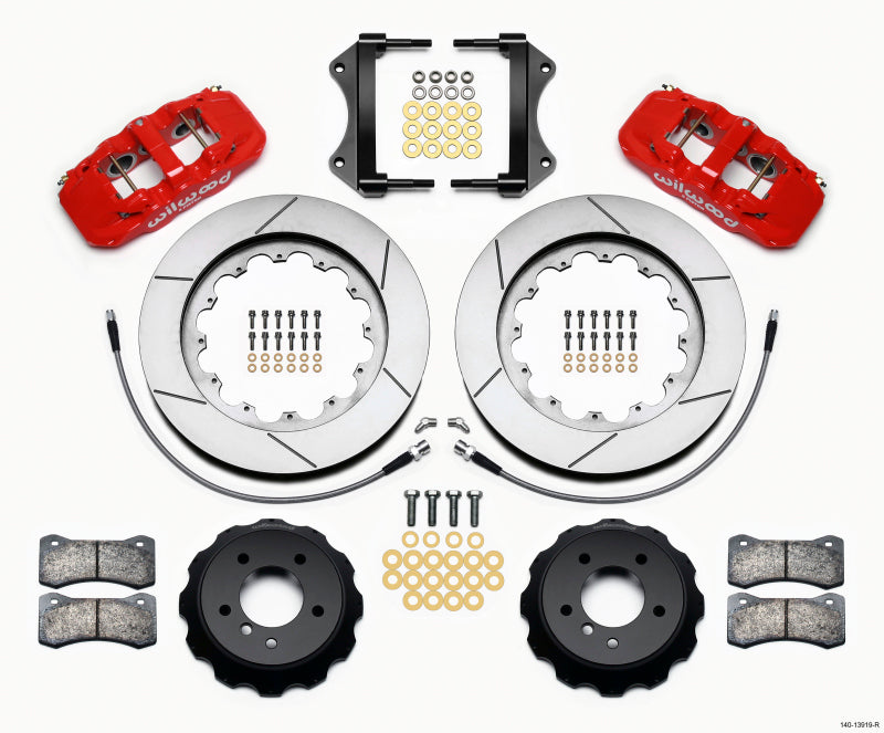 Wilwood AERO6 Front Hat Kit 15.00 Red 2007-2011 BMW E90 Series w/Lines Wilwood