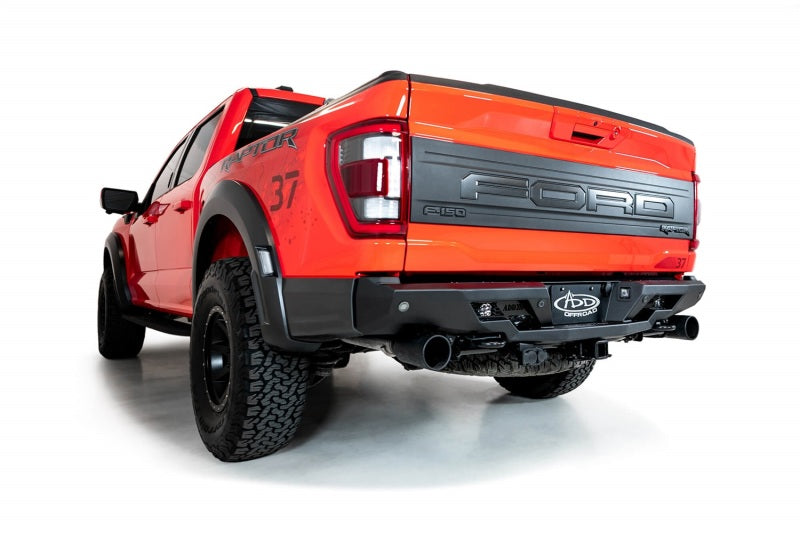 Addictive Desert Designs 2022+ Ford Raptor Stealth Fighter R Bumper w/ 2 Cube Lights - Hammer Black - eliteracefab.com