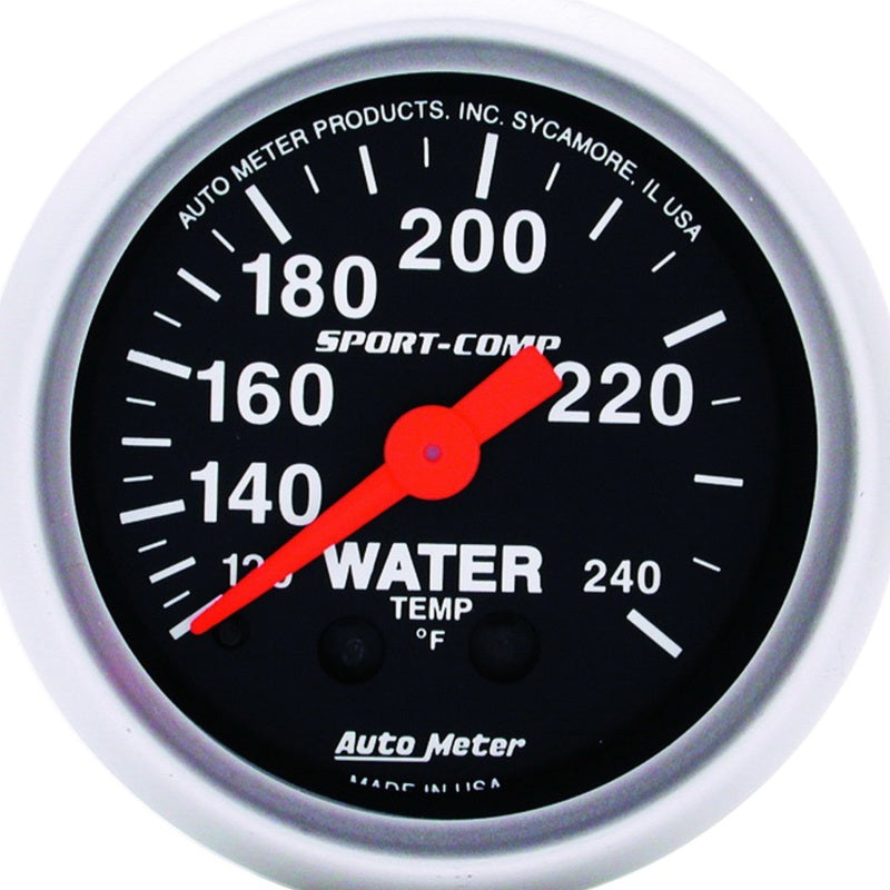 AutoMeter GAUGE; WATER TEMP; 2 1/16in.; 120-240deg.F; MECHANICAL; SPORT-COMP - eliteracefab.com