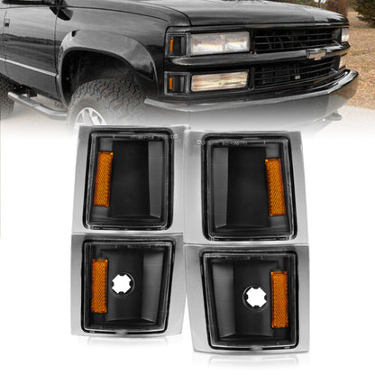 ANZO 1994-1998 Chevrolet Blazer Corner Lights Black Housing Clear Lens w/ Amber Reflector - eliteracefab.com