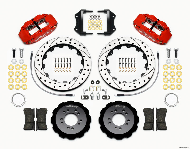 Wilwood Narrow Superlite 6R Front Hat Kit 12.88in Drill Red 2013-Up Ford Focus ST w/ Lines Wilwood