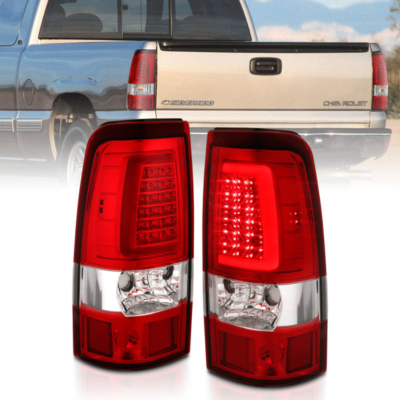 ANZO 2003-2006 Chevy Silverado 1500 LED Taillights Plank Style Chrome With Red/Clear Lens - eliteracefab.com