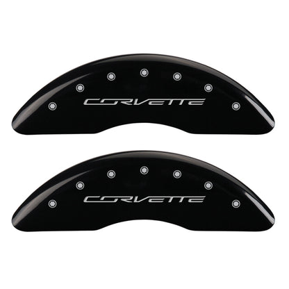 MGP 4 Caliper Covers Engraved Front & Rear C7/Corvette Black finish silver ch MGP