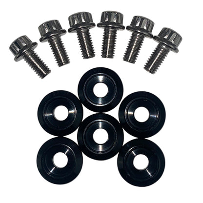 BLOX Racing New Fender Washers Kit M6 12pt - 6pc Large Diameter Black BLOX Racing