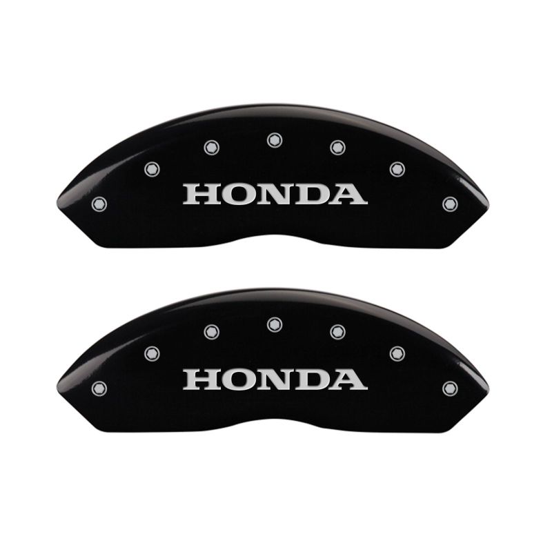 MGP 4 Caliper Covers Engraved Front Honda Engraved Rear H Logo Black finish silver ch MGP