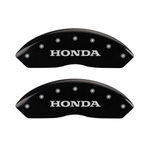 Load image into Gallery viewer, MGP 4 Caliper Covers Engraved Front Honda Engraved Rear H Logo Black finish silver ch MGP