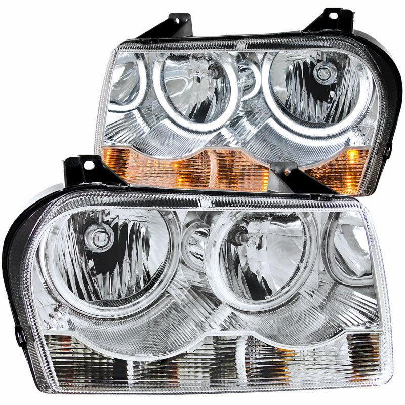 ANZO 2005-2010 Chrysler 300 Crystal Headlights w/ Halo Chrome (CCFL) - eliteracefab.com