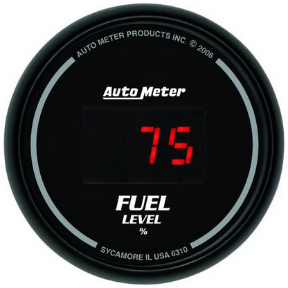 Autometer 52mm Black Digital Programmable Empty-Full Fuel Level Gauge 6310